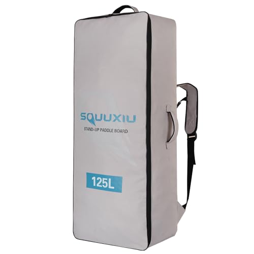 SOUUXIU Inflatable Paddleboard Backpack 105L/125L Waterproof with Side Mesh Pocket+ Buckle Strap, SUP Surfboard Bag Oxford Cloth Lightweight Paddle Board Backpack for Surfing Paddleboarding