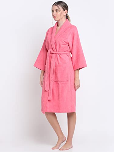 Image of CREEVA Luxury 100% Cotton Bathrobe for Men & Women | Super Soft Velour | Shawl Collar | Highly Absorbent | Ideal for Spa, Shower, Gym, Travel & Gifting
