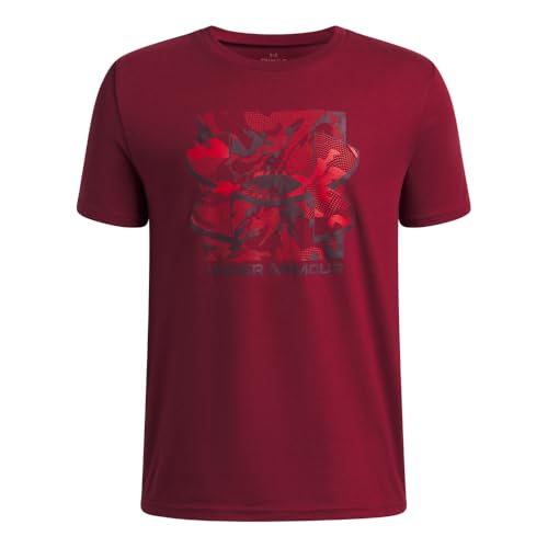 Under Armour Boys' Box Logo Camo Short Sleeve T Shirt, (625) Cardinal / / Red, X-Large