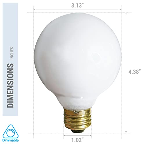 (4 Pack) G25 Incandescent Incandescent Light Bulb 2700K Soft Light, Decorative Globe Light Bulbs,E26 Medium Base, Perfect For Pendant Bathroom/Vanity Mirror Makeup, Dimmable. (40-Watt, White-Finish) #TOP2