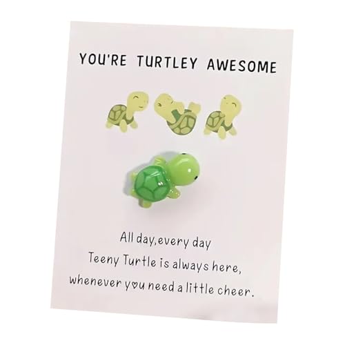 PMTFUMY You’re Turtley Awesome - Cute Green Turtle Ornament with Encouragement Card ，Pocket-Sized Inspirational Gift for Family, Positive Energy Gifts，Friends,and Coworkers (Green)