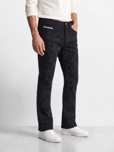 Image of The Indian Garage Co Men Mid Rise Bootcut Laser Placement Print Mid-Rise Stretchable Jeans