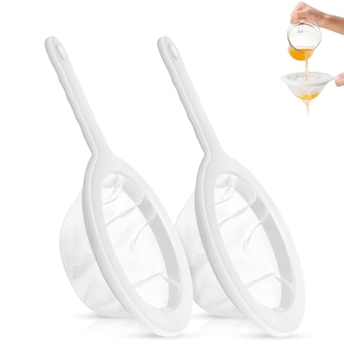 Yuannee Colador de Cocina 200/400 Malla,2 PCS Reutilizables con Malla de Nylon Ultrafino Tamiz Fino para Quinoa Zumos Tés y Alimentos Incluye Mango Ergonómico para Yogur Griego y Líquidos