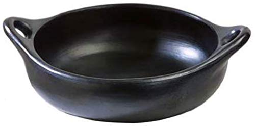 Authentic La Chamba Cazuela With Handles - Elegant, All-Natural Black Clay Round Casserole For Braising, Baking, Roasting - Stovetop & Oven Safe – Earthenware, Handmade In Colombia – Large 10' Diameter