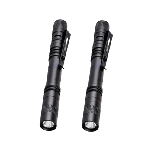 LIAISIMI mini antorcha con clip de la pluma antorcha portátil delgado con pilas super brillante linterna pequeña iluminación luces de trabajo (2, 13cm)