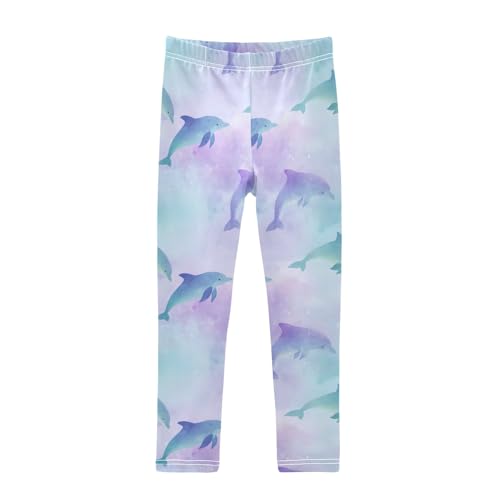 Girls' Athletic Leggings Ankle Length Yoga Dance Pants Kids Teen 4T Dolphin Nebula