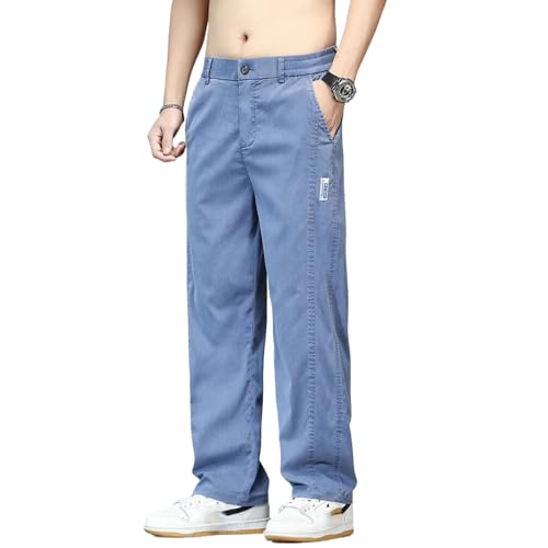 Summer Men's Jeans Loose Straight Denim Pants Casual Trousers