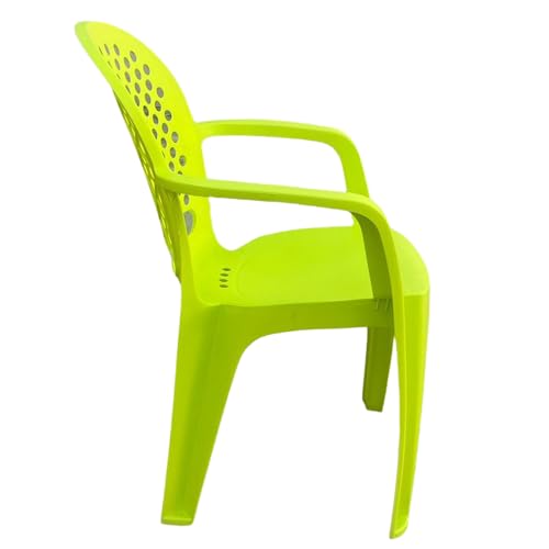 Image of Cello Crystal Armrest Plastic Chair | Chairs for Living Room, Garden, Home Indoor and Outdoor Use (Colour: Lime Green, Set of 4)