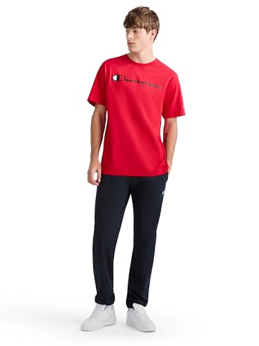 Image of Champion Men's Graphic Short Sleeve T-Shirt, Standard Fit, Classic Script Logo, Midweight 100% Cotton