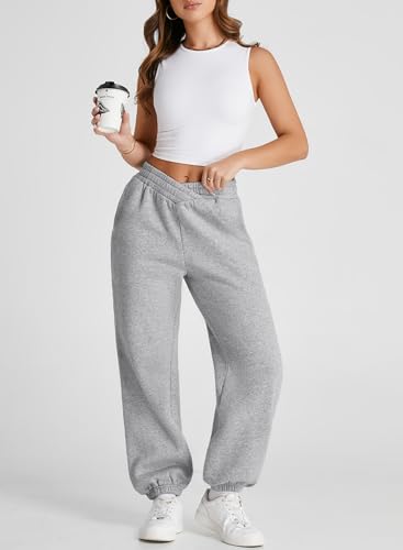 Herseas Women's V Crossover Waist Sweatpants Baggy Y2K Jogger Pants Wide Leg Fleeced Lounge Pants3