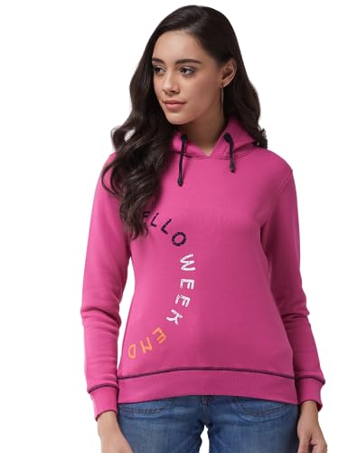 Image of Modeve Women Printed Hooded Sweatshirt for Winter