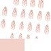 Polka Dot Press on Nails Medium Almond Fake Nails Cute False Nails Press ons with White Dots Design Full Cover Stick on Nail for Women Manicure,Glossy | Reusable | Nail Sticky Tab | Easy Apply | 24Pcs
