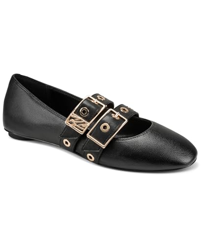 KARL LAGERFELD Paris Women's Ashlyn Casual Everyday Mary Jane Flat, Black, 5