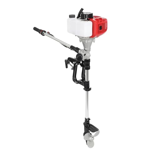 Motore a benzina fuoribordo a 2 tempi, 2400 W, 6 CV, 9000 giri/min, motore fuoribordo con 3 marce avanti/neutro/indietro, dispositivo di accensione TCI per gommoni