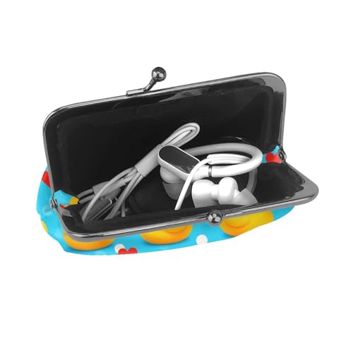 Leather Bag For Women Kiss Lock Wallet Retro Coin Purse Coin Organizer Purse (love heart polka dots blue yellow rubber ducks (1))4