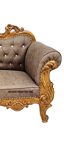 Image of Luxury Wooden Teakwwood Five Seater Sofa Set for Living Room (Honey Brown) Solid Wood Outdoor Chair 5 Seater Sofa | (1)