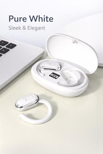 Image of OWS- W300 True Wireless Earbuds, Gaming Earbuds with Open Wearable Stereo, 50 Hours Playtime, Bluetooth 5.4 + ENC Clarity, 13mm HD BASS Drivers, IPX6 Sweat-Proof,Built-in Mic (White)
