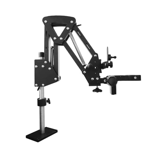Image of Microscope Boom Stand for MS04A Stereo Microscope, Adjustable Spring Arm Bracket, Compatible with 76mm Holders and LED Ring Lights, Heavy-Duty Table Clamp Base, MH04A-H