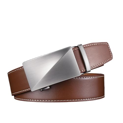 Men's Cowhide Belt, Simple And Versatile For Business And Leisure, Smooth Belt, Brown Leather
