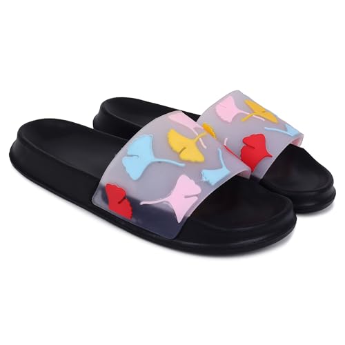 Image of Pampy Angel Transparent Leafs Women's Flip Flops Slides Back Open Household Comfortable Slippers