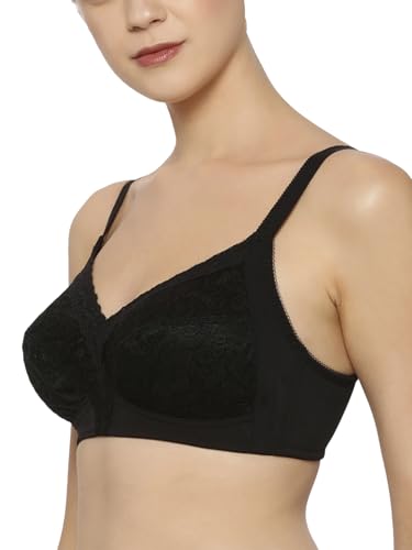 Image of Triumph Delicate Doreen Non Wired Non Padded Big Cup Bra Wireless Full Coverage Lace Everyday Women Bra Retro Support Wide Straps High Center Bridge Lingerie Pack of 1