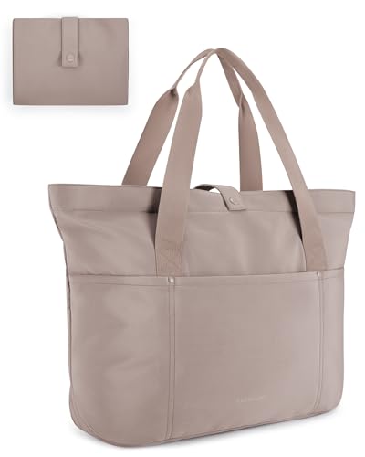 Image of BAGSMART Tote Bag for Women, Foldable Tote Bag With Zipper Travel Shoulder Bag Handbag for Work