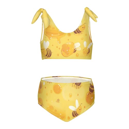 KLL Linear Bee Liquid Girl Two Piece Bikini Sets Quick-Dry Swimming Swimwear Swimwear