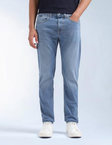 Image of Flying Machine Men's Slim Tapered Fit Jeans| Solid | Mid Rise | Stretchable | Jeans for Man