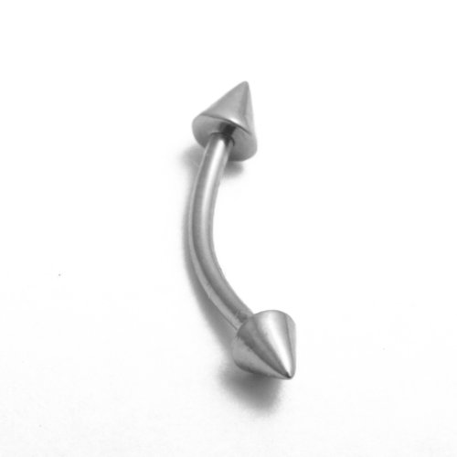 14K Gold Curved Spike Eyebrow Body Piercing Barbell - 16 Gauge (White-Gold) #TOP1