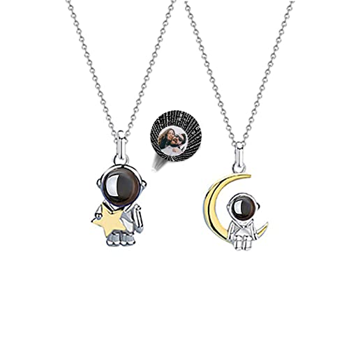 925 Sterling Silver Personalized Picture Matching Necklace for Couples,Custom Necklace Jewelry Relationship Couple Necklaces for Him and Her Customized Portrait Jewelry