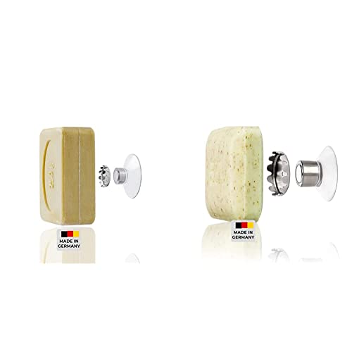 SAVONT Porte-Savon avec Aimant Jumbo, pour Les savons jusqu'à 250 g, sans perçage, avec Ventouse, pour lavabo & Porte-Savon avec Aimant Classic Edition, sans perçage, avec Ventouse Cover