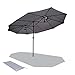 vounot Parasol de Jardin Double Aluminium 270 x 460cm avec Manivelle, Toile 180 GR/m2 Protection Solaire Hauteur 2m50 Résistant à l'eau Housse de Protection Inclus Gris Claire