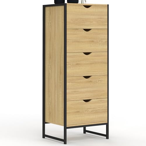 IDMarket - Chiffonnier 5 tiroirs Detroit 45x30x110 cm Commode semainier Design Industriel