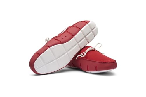 SWIMS Mens Loafers, Braided Lace Shoes for Men, Casual Beach Loafer, Comfortable Summer Shoe, Stylish Lightweight Walking Footwear, (Signal Red/White,7)4