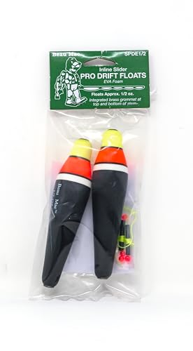 Beau Mac SPDE1/2 EVA Inline Slip Pro Drift Float, 1/2oz, 2pk, HV Red Top
