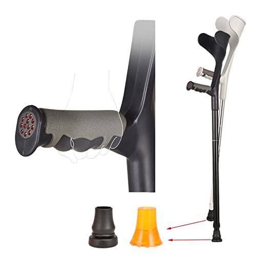 Ergonomiczne kule przedramienia (2 sztuki), aluminiowe składane kule, kule medyczne, dla osób starszych, niepełnosprawnych i niepełnosprawnych fizycznie, nośność do 150 kg (kolor: czarny)