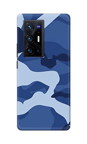 Image of Printed Hard Back Cover Case for Vivo X70 Pro Plus | Vivo X70 Pro+ Back Cover (Army Blue Pattern) -702