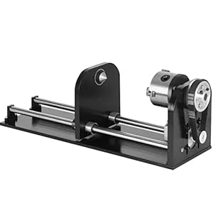 SIHAO Roterende lasergraveermachine, laserrotatierol voor 50 W, 60 W, 80 W, 100 W, 130 W, CO2-lasergraveermachine, rotatie-assen met 3-klauwvoering, 2-fasen-stappenmotor