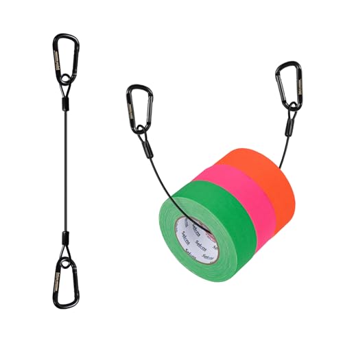 Selens テープホルダー 腰道具 カラビナ 両端カラビナ 50cm鋼製吊りロープ テープフッカー 1個セット テープ携帯 ガッファーテープ/ビニールテープ吊り下げ ホルダー 舞台、映画制作、ストレージに最適
