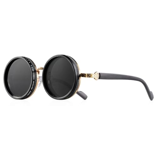 Lunettes de soleil polarisées rétro rondes style punk UV400