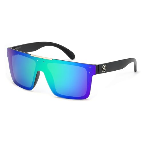FEISEDY Polarized Sunglasses for Men Oversized Square Flat Mirrored Z87 Lens Fishing Driving Golf Outdoors Coastal B2990