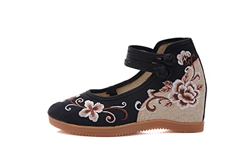 Embroidered Cloth Shoes Comfortable Round Toe Loafers Chinese Canvas Shoes Mary Jane Shoes