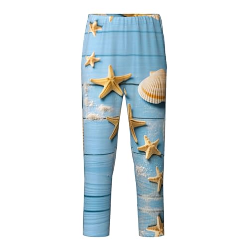 Pajama Pants Pajama Bottoms with Elastic Waistband Sleepwear Lounge PantsShell Starfish Blue Wooden