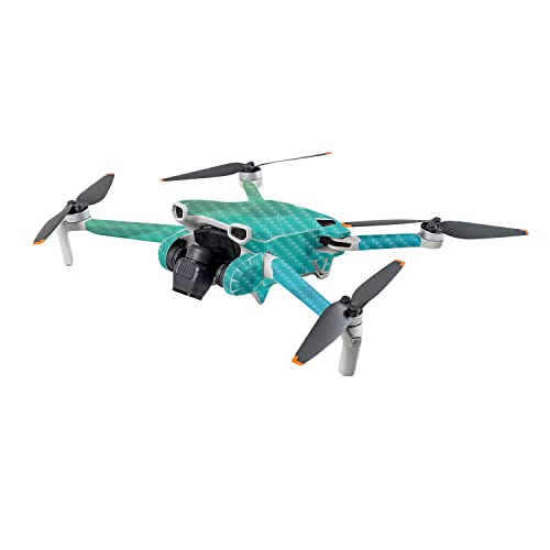 Image of MightySkins Carbon Fiber Skin Compatible with DJI Mini 3 - Blue Green Polygon | Protective, Durable Textured Carbon Fiber Finish | Easy to Apply