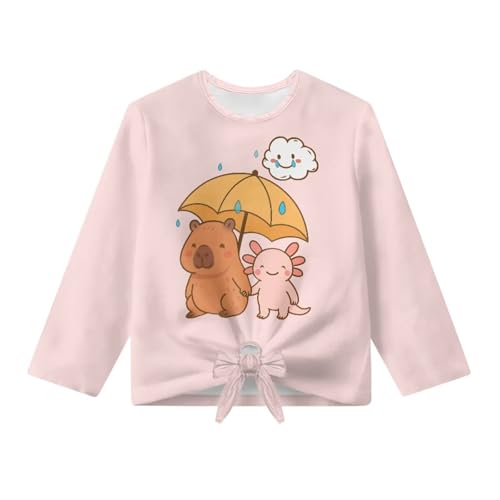 Girls Long Sleeve Shirts with Tie Hem Casual Tops Pullover Round Neck Basic Tees Kid Fit Blouses 5-12 Years4