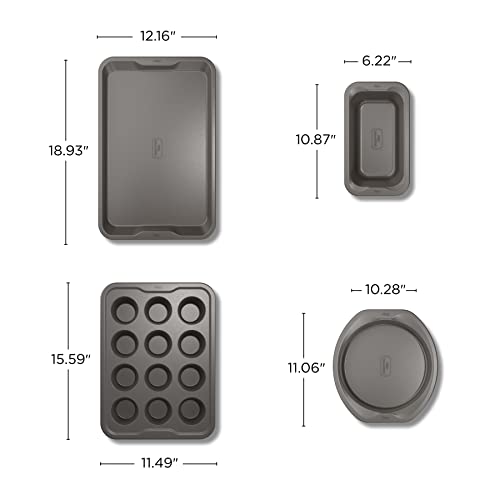 Ninja B35005 Foodi NeverStick Premium 5-Piece Bakeware Sheet Set, Oven Safe up to 500⁰F, with 11x17 Inch Baking Sheet, 5x9 Inch Loaf Pan, 12 Cup Muffin Pan, & (2) 9 Inch Round Cake Pans, Grey - Image 8