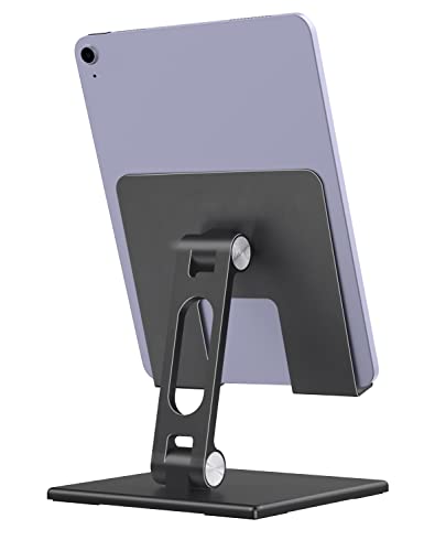 ALASHI Tablet Stand for Desk, Stable Tablet Holder with Heavy and Thickened Metal Base for Large Tablet Device, Multi-Angles Adjustable and Foldable, Universal...