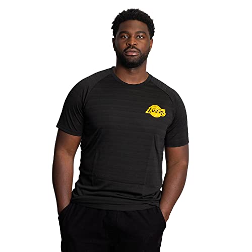 New Era NBA Los Angeles Lakers Storm Tonal Logo Athletic Fit Camiseta negra para hombre, Negro, XL