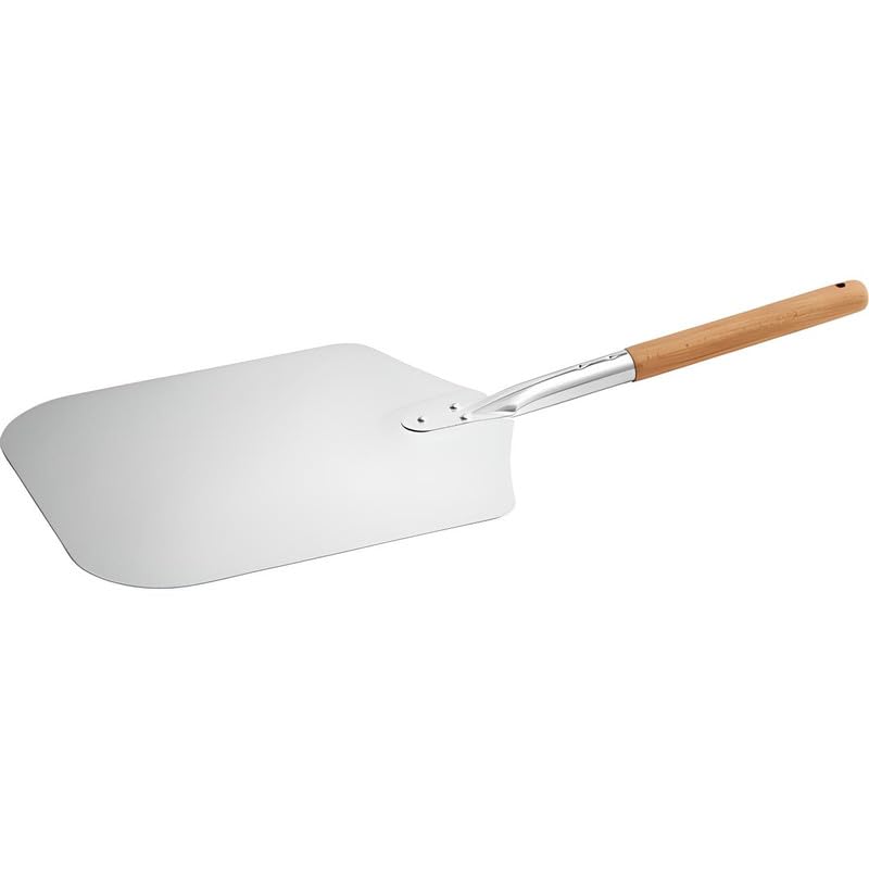 OCS Parts Pro Series 12" x 14" Aluminum Pizza Peel with 12-Inch Wooden Handle | Metal Pizza Oven Paddle Spatula for Home Cooking, Restaurants, and Pizzerias