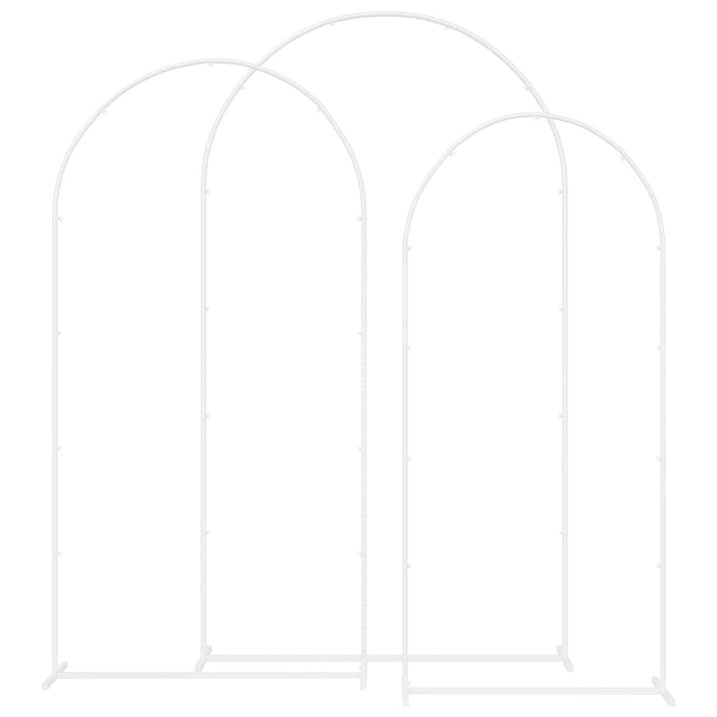 Hochzeitsbogen 3-TLG Set Weiß Stahl, Rankbogen für Garten, Wetterfester Bogen für Hochzeitsdeko, 120 x 40 x 217 cm, 100 x 39 x 200 cm, 78 x 38 x 180 cm